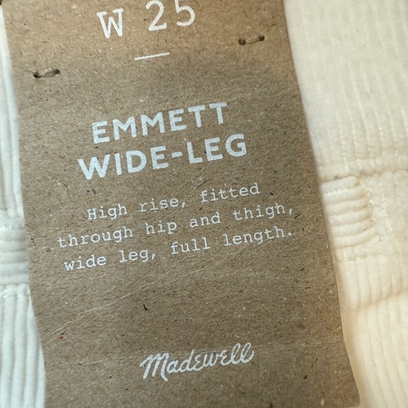 Madewell NWT The Emmett Wide Leg Pant in Corduroy. Welt Pocket Edition Size 25 - Picture 11 of 16